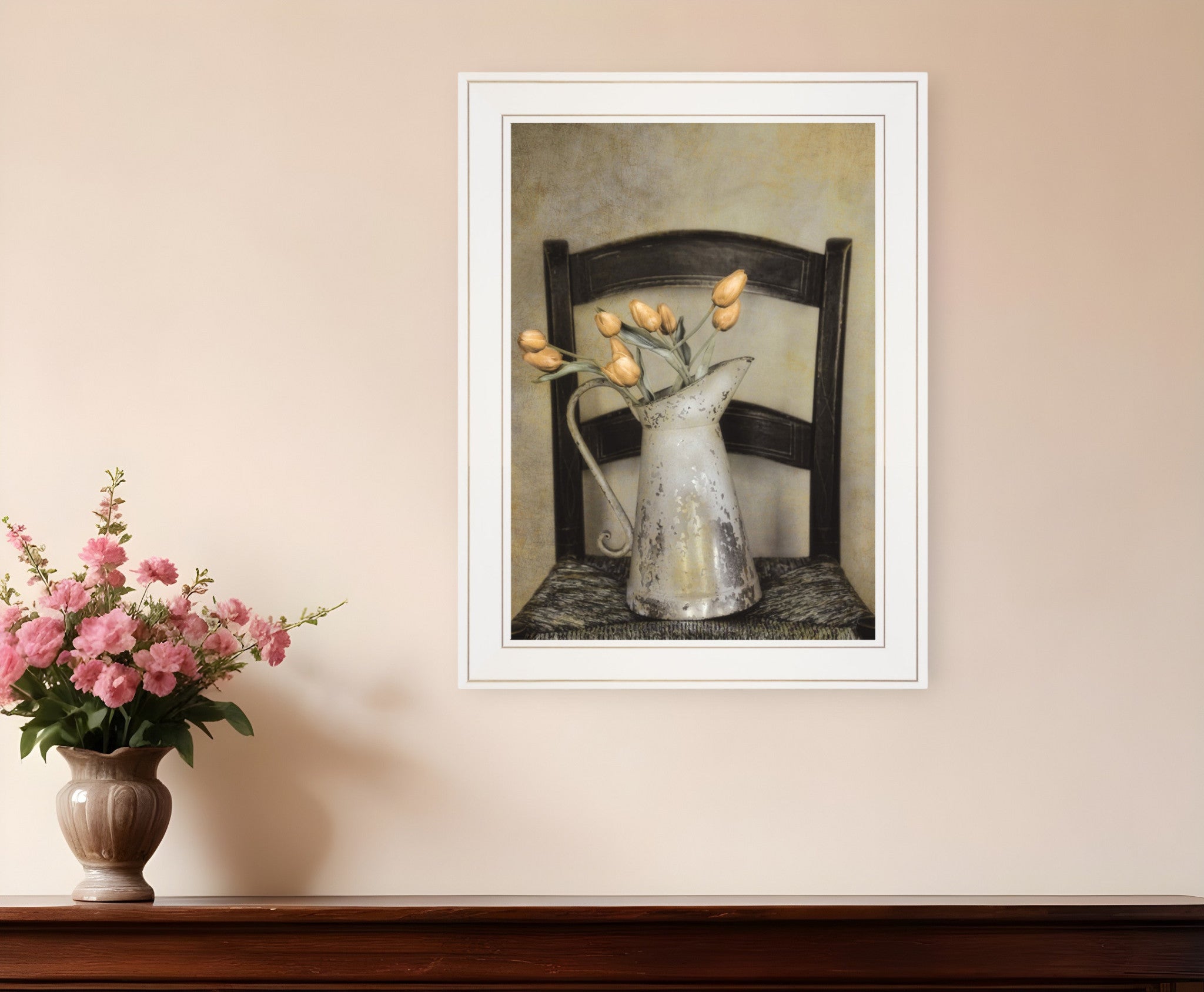 Golden Tulips 1 White Framed Print Wall Art