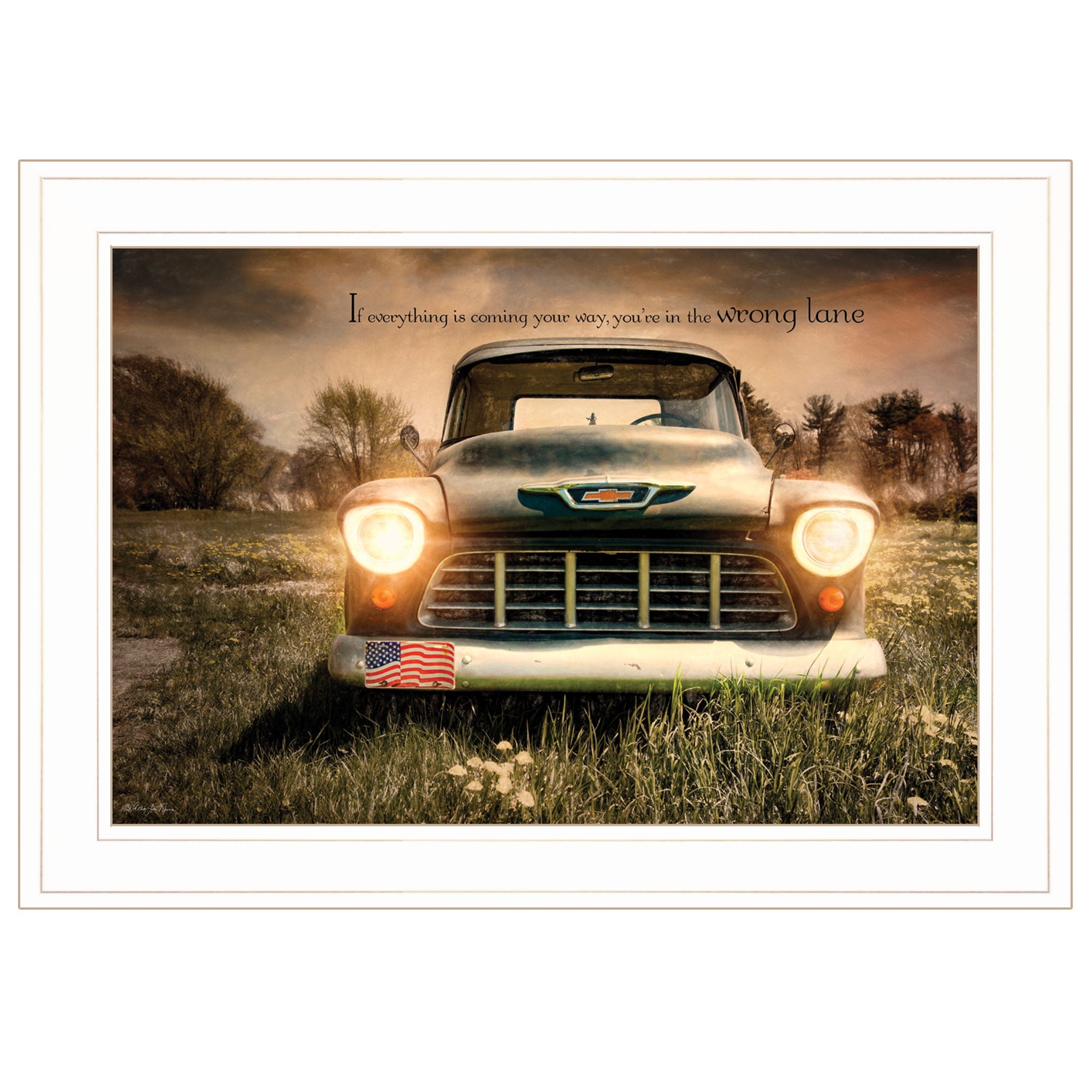 Wrong Lane 1 White Framed Print Wall Art