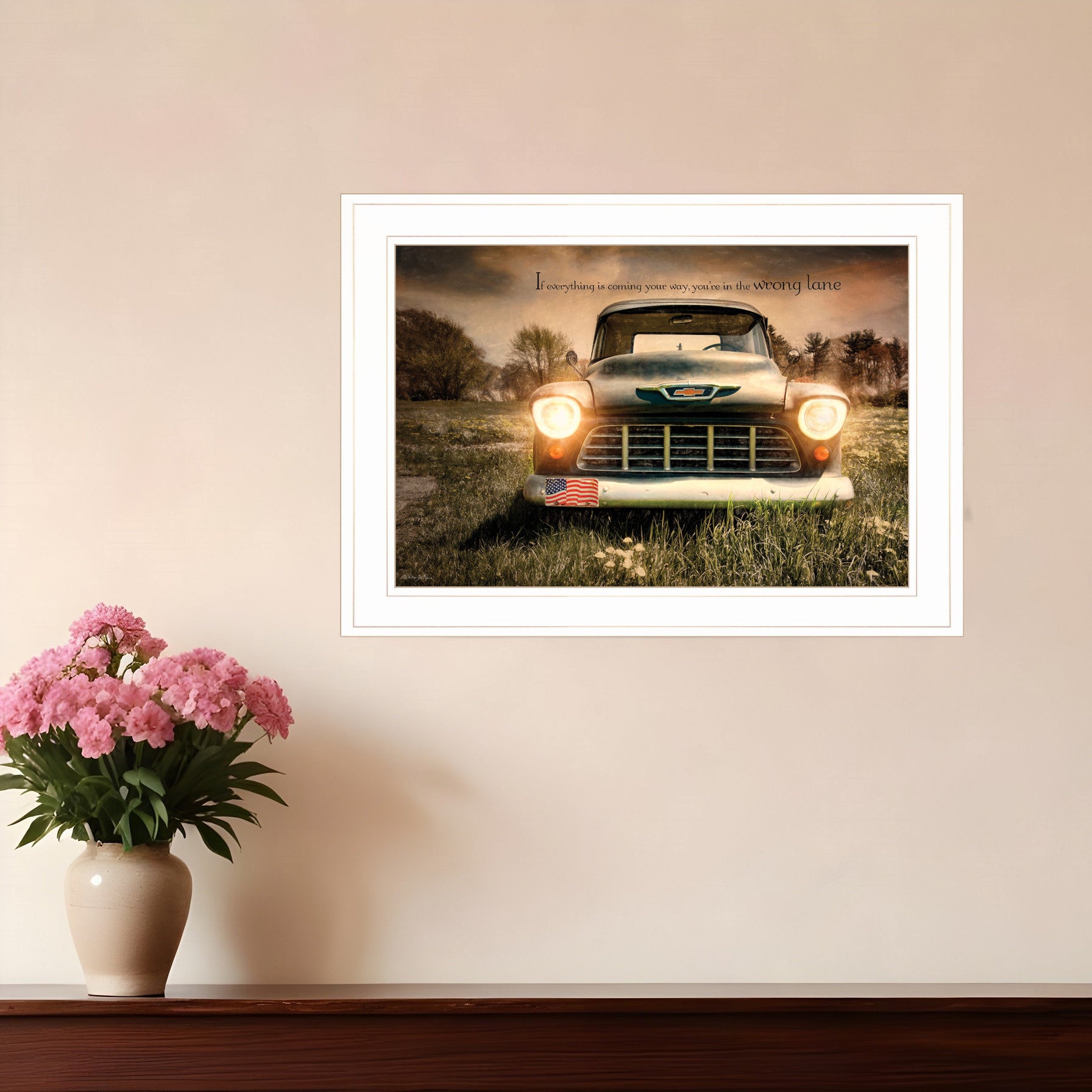 Wrong Lane 1 White Framed Print Wall Art