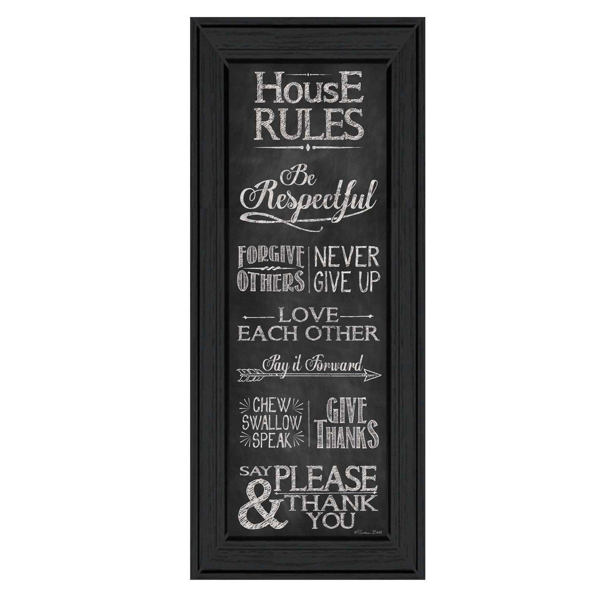 House Rules Black Framed Print Wall Art