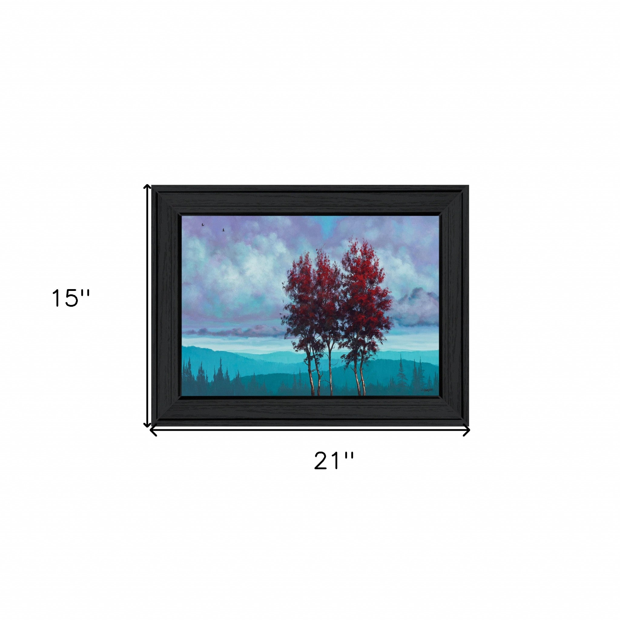 Two Red Trees 2 Black Framed Print Wall Art