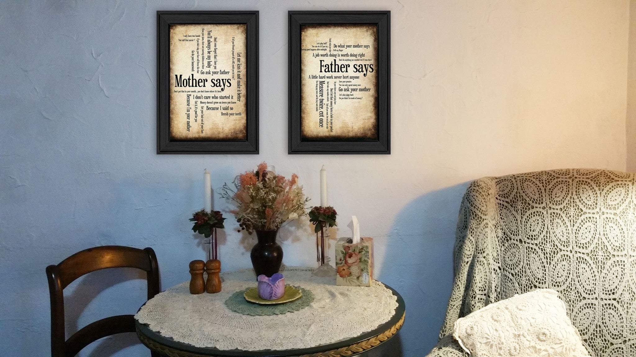 Set Of Two Parents Black Framed Print Wall Art