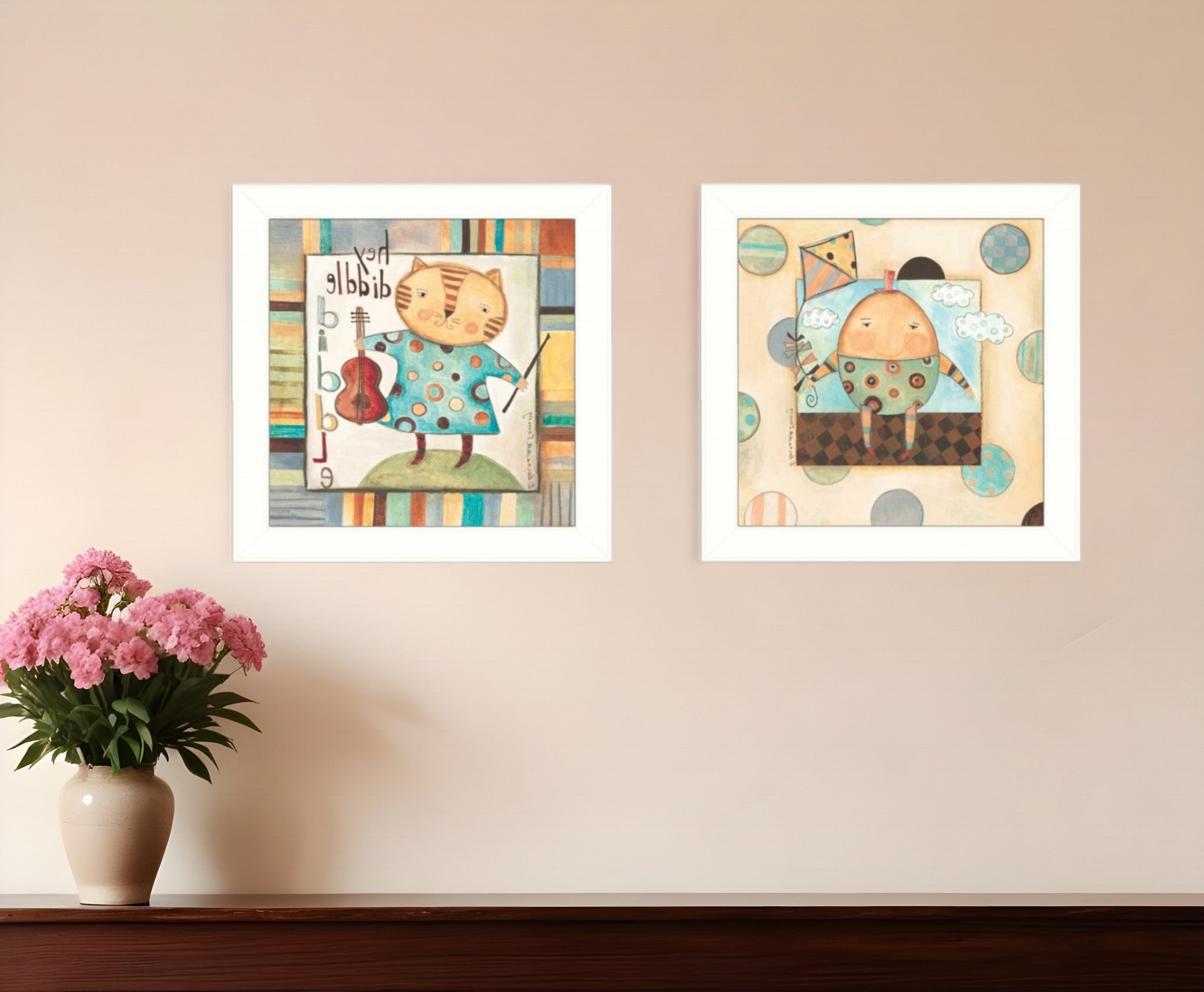 Set Of Two Nursery Pictures White Framed Print Wall Art