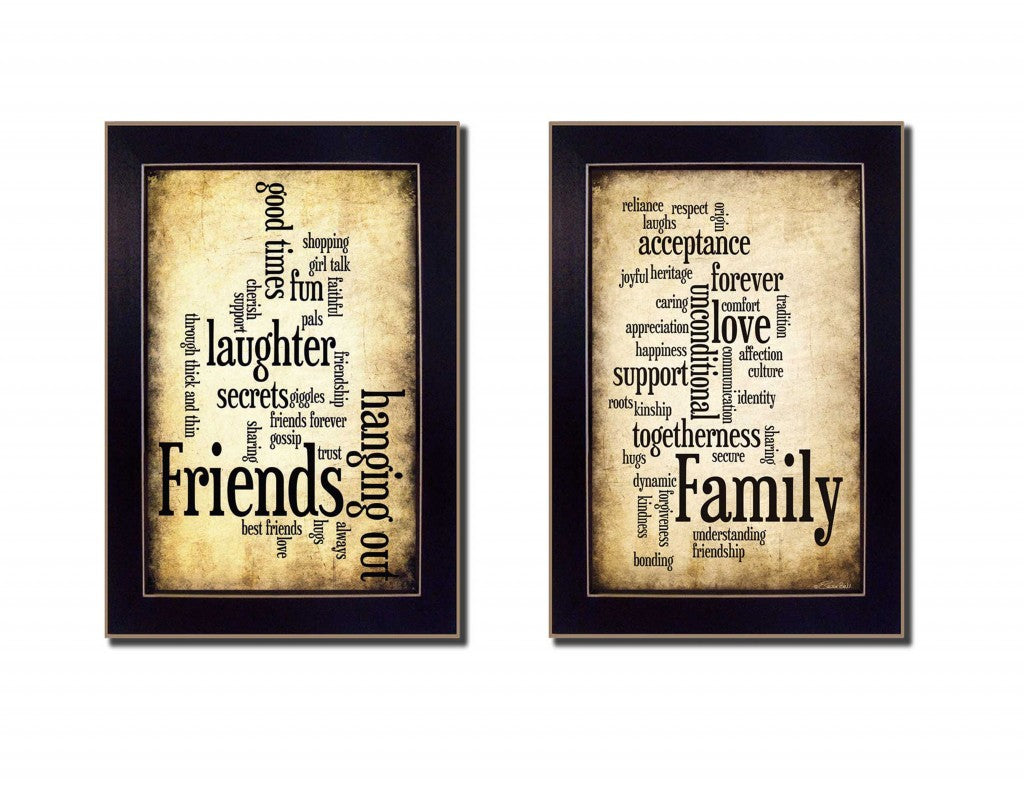 Set Of Two Friends and Family Black Framed Print Wall Art