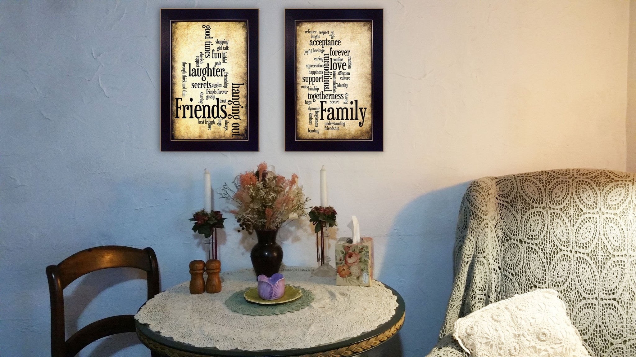 Set Of Two Friends and Family Black Framed Print Wall Art