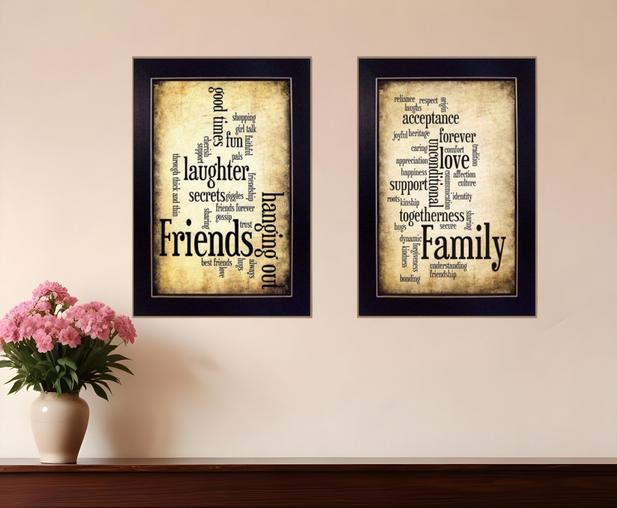 Set Of Two Friends and Family Black Framed Print Wall Art