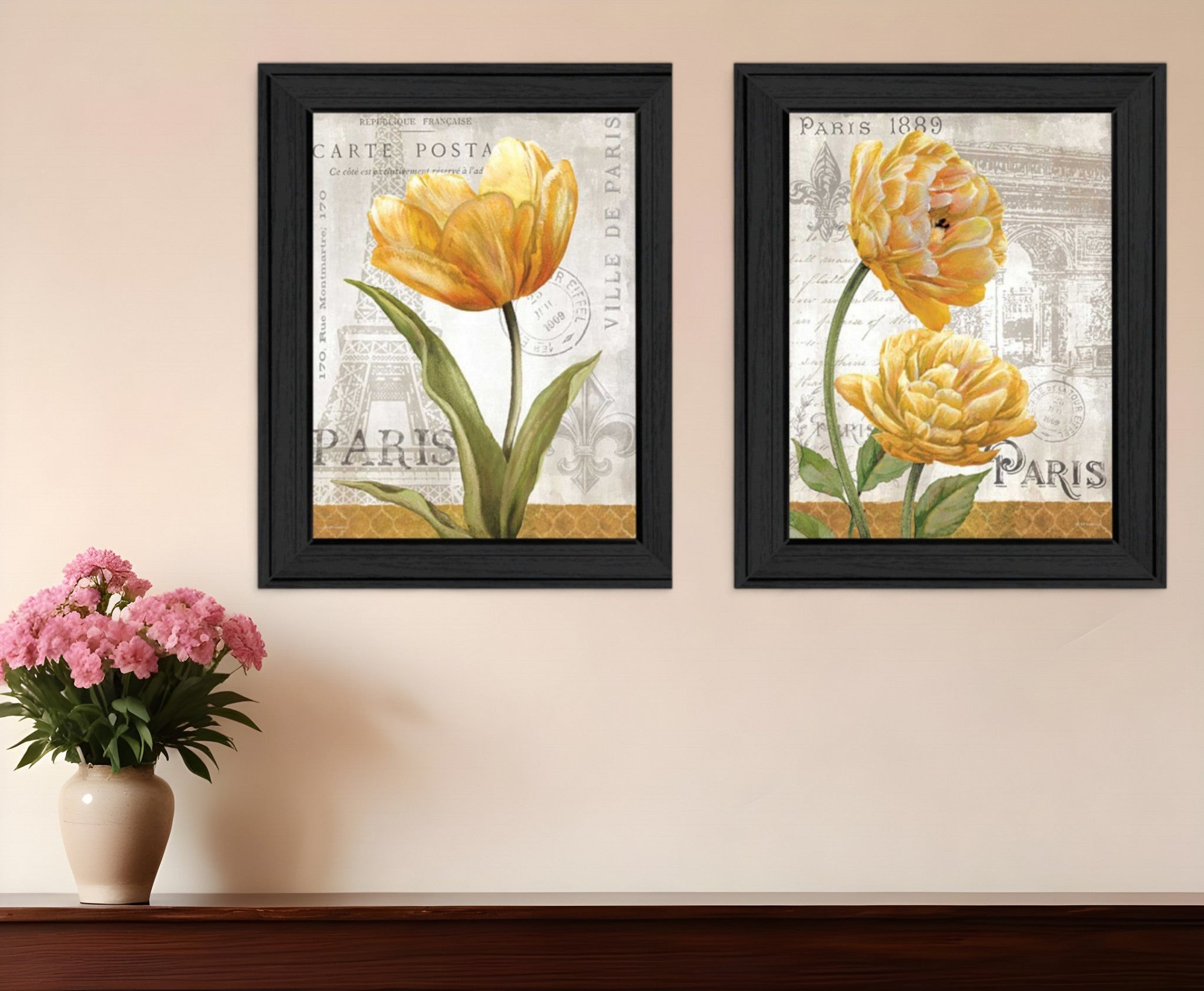 Set Of Two Paris Black Framed Print Wall Art