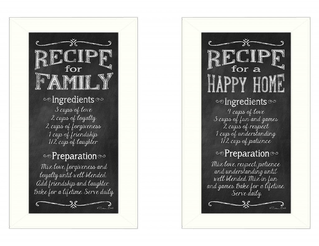 Set Of Two Family Recipe White Framed Print Wall Art