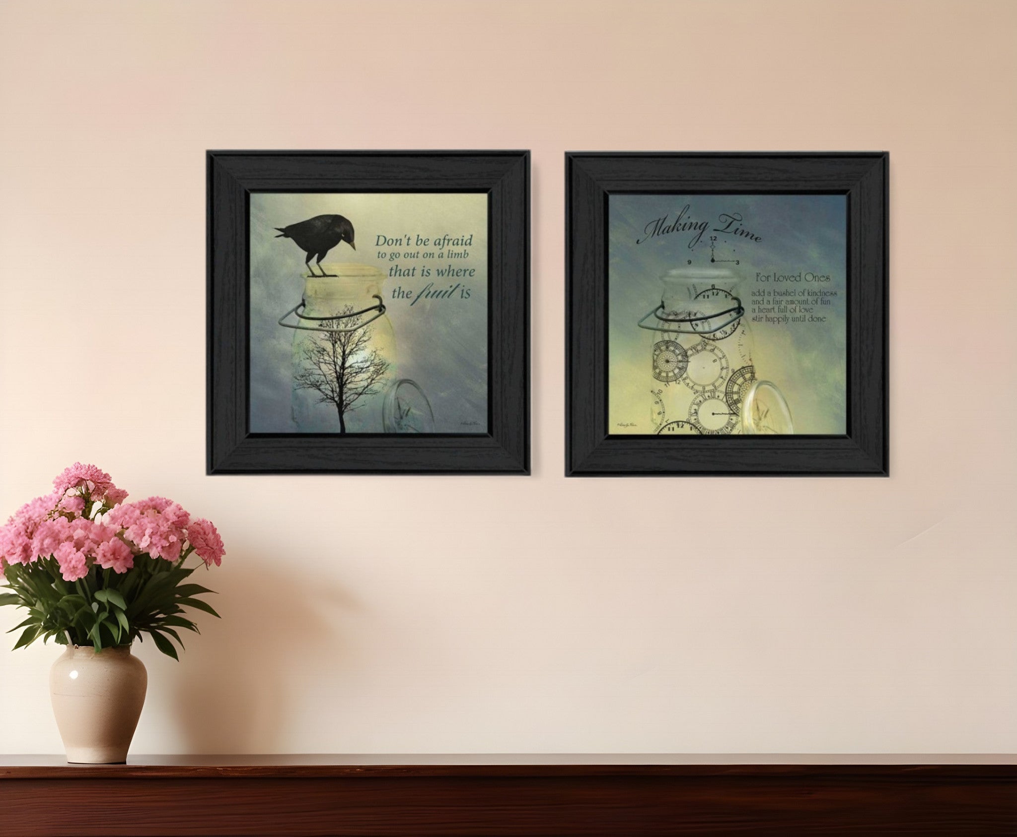 Set Of Two Glass Jars Black Framed Print Kitchen Wall Art