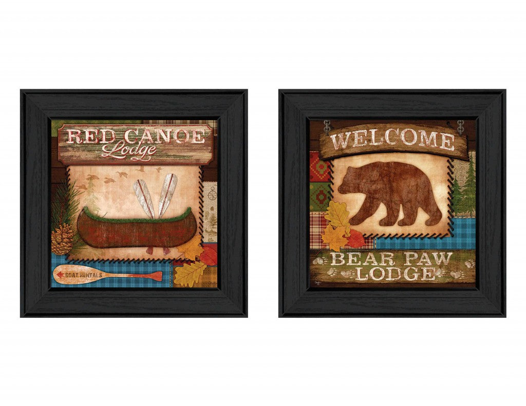 Set Of Two Lodge II Black Framed Print Wall Art