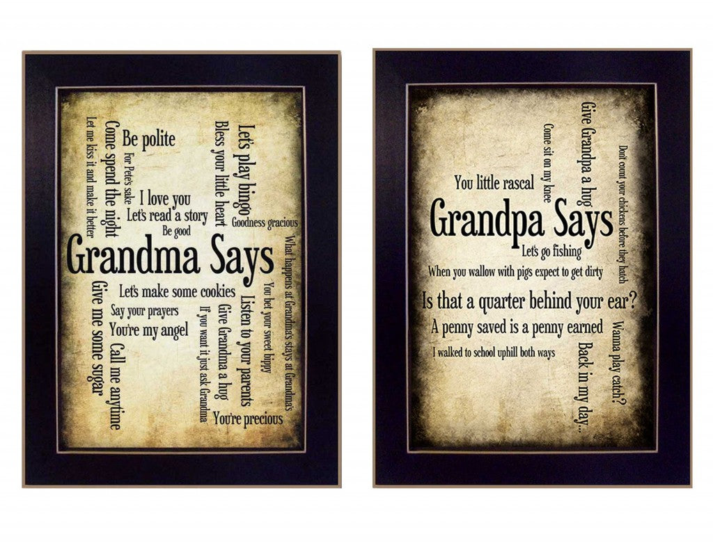 Set Of Two Grandparents Black Framed Print Wall Art