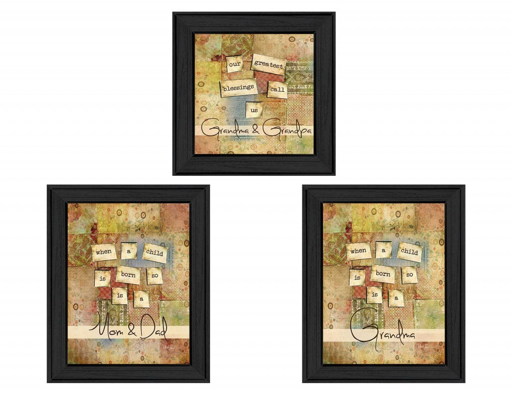 Set Of Three Child Collection Black Framed Print Wall Art