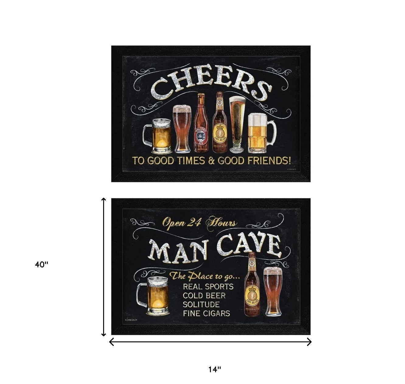 Set Of Two Cheers Black Framed Print Kitchen Wall Art