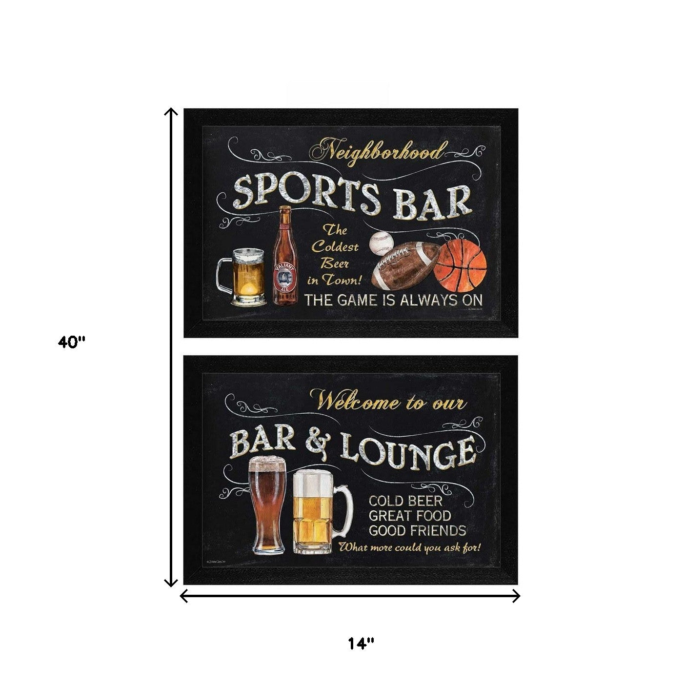 Set Of Two Sports Bar Black Framed Print Wall Art