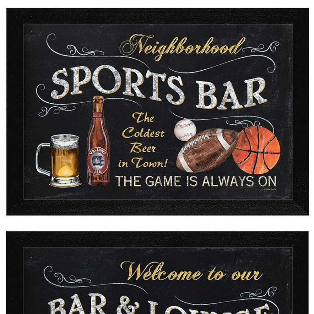 Set Of Two Sports Bar Black Framed Print Wall Art