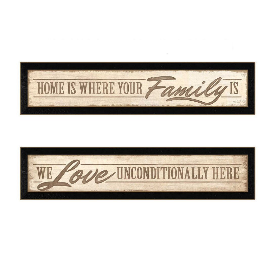 Set Of Two Love Family and Friends Black Framed Print Wall Art