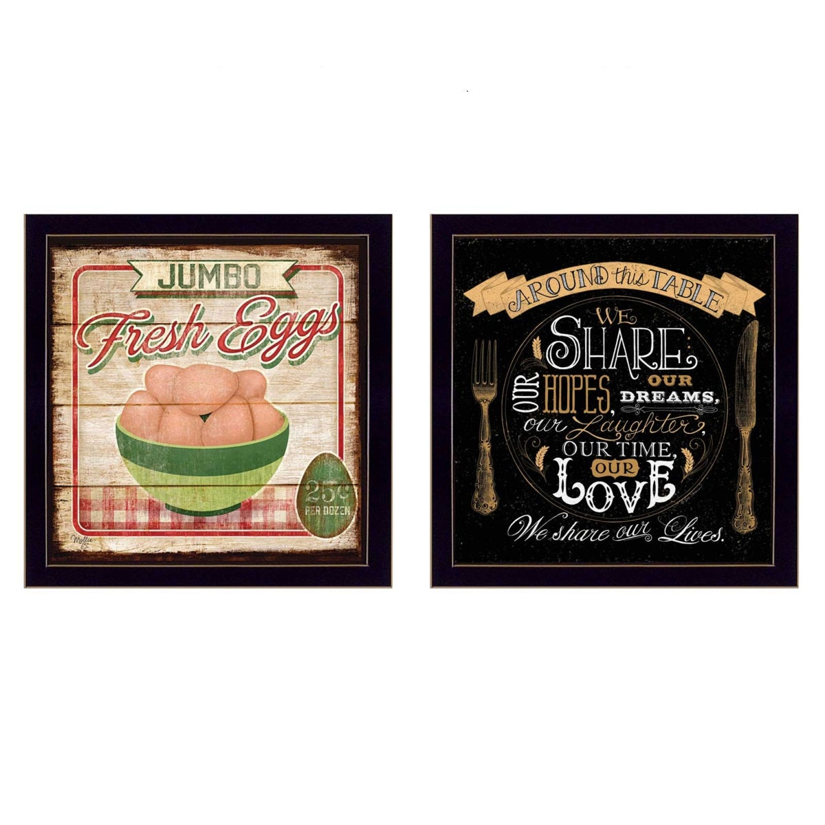 Set Of Two Around the Table Black Framed Print Wall Art