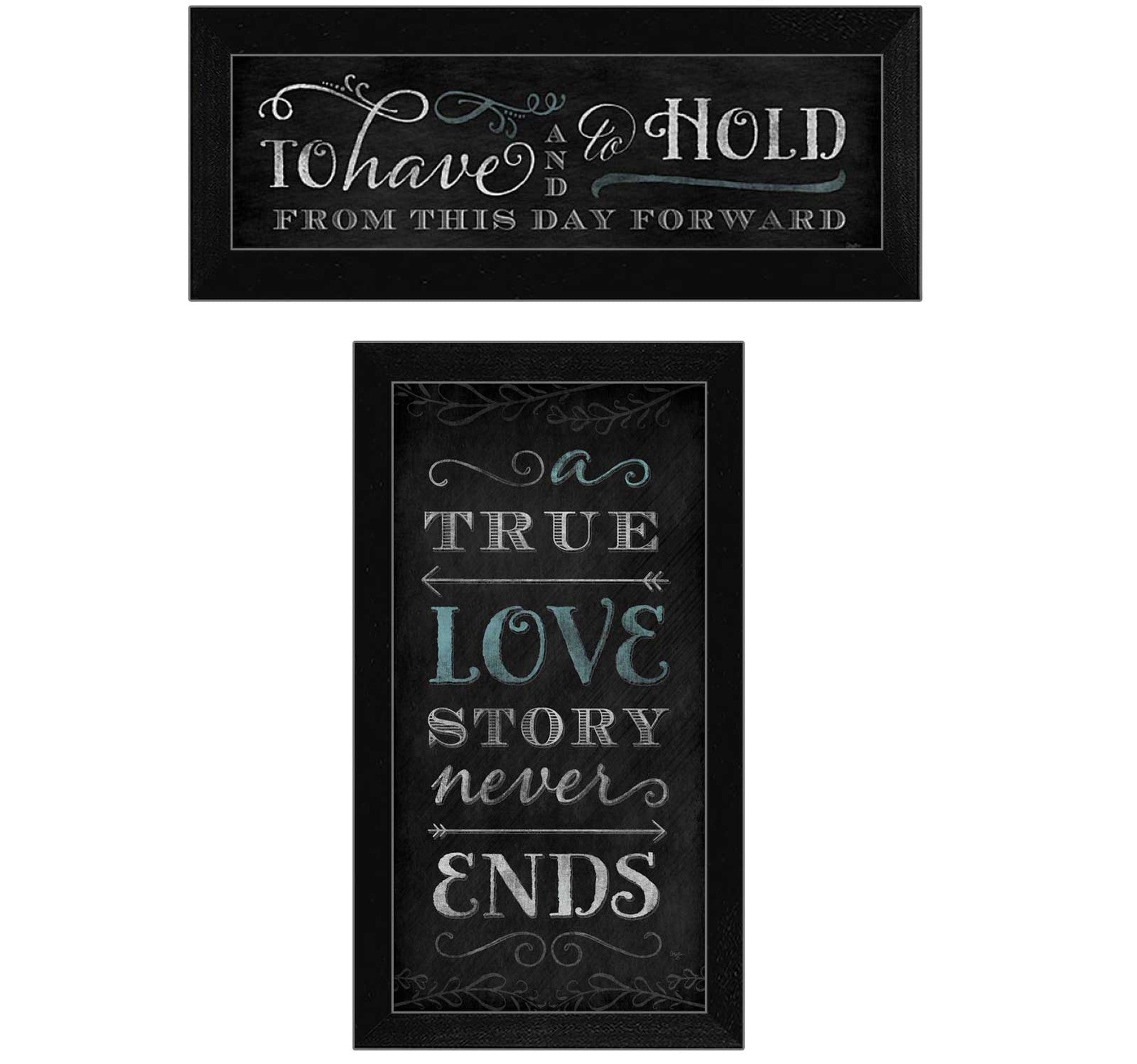 Set Of Two Love Story Black Framed Print Wall Art