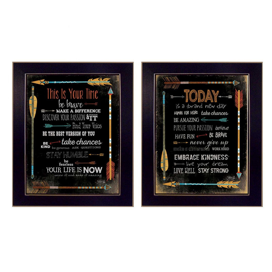 Set Of Two Arrows II Black Framed Print Wall Art