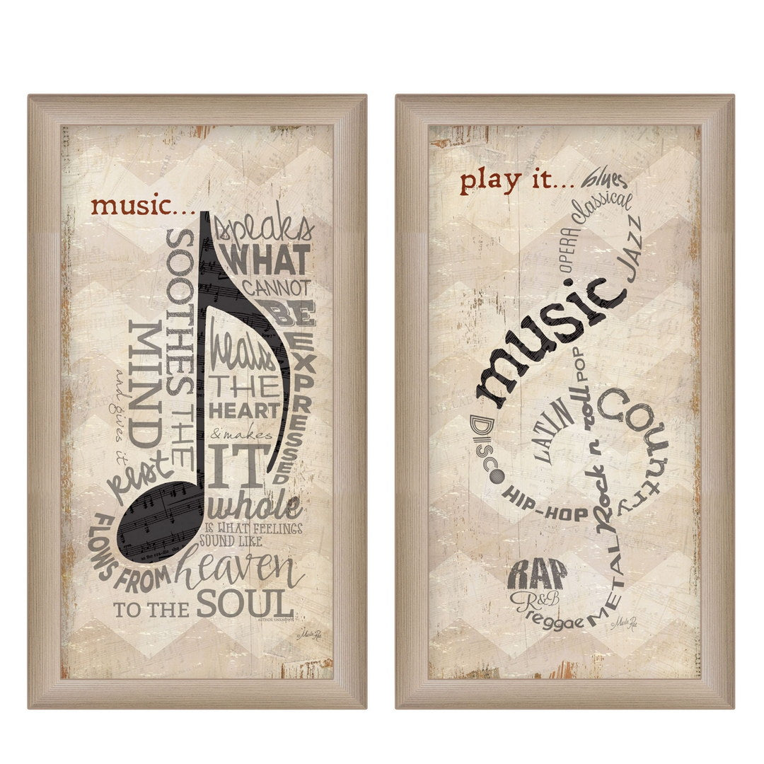 Set Of Two Musical NotesBrown Framed Print Wall Art