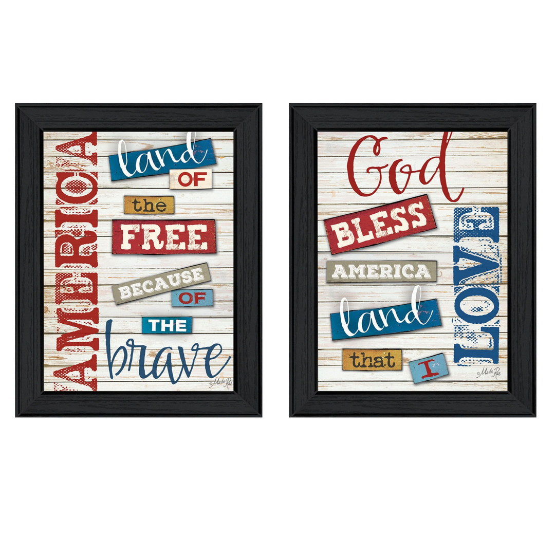 Set Of Two American 1 Black Framed Print Wall Art