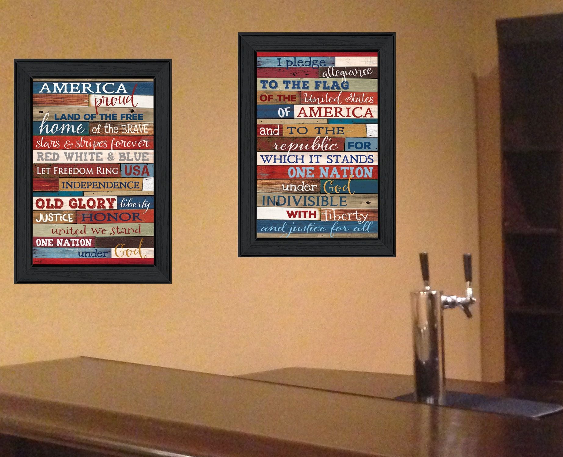 Set Of Two America Proud I Black Framed Print Wall Art