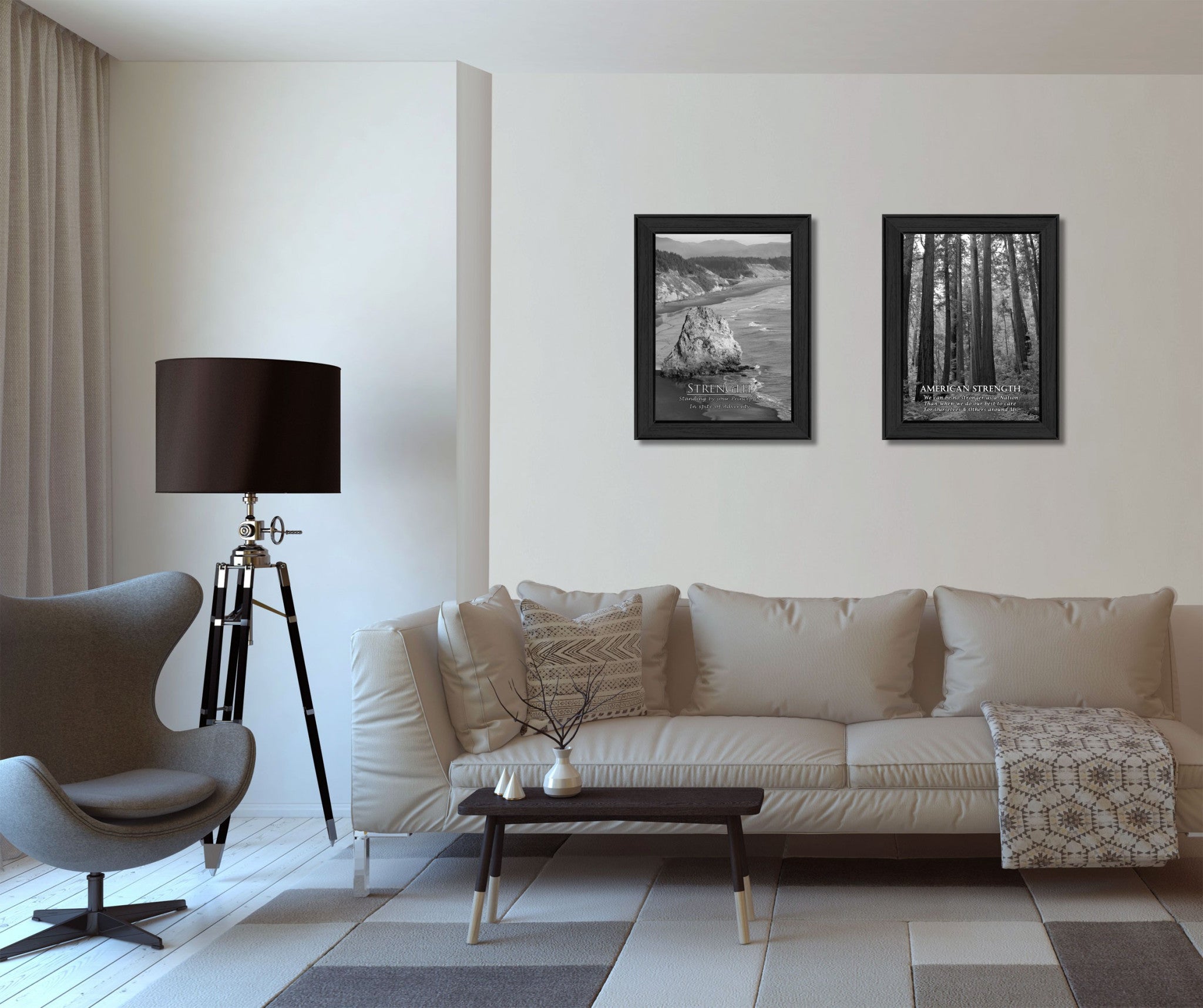 Set Of Two Strength 2 Black Framed Print Wall Art