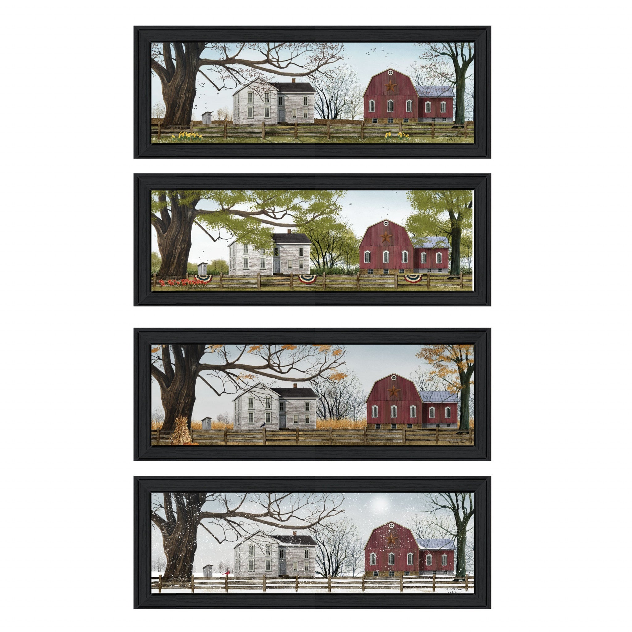 Set Of Four Four Seasons Collection II 2 Black Framed Print Wall Art