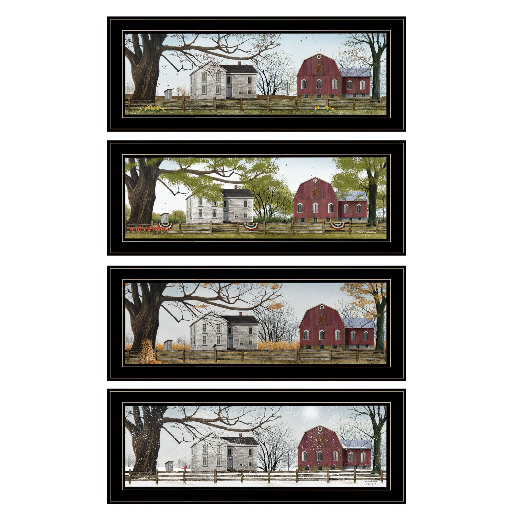 Set Of Four Four Seasons Collection II 3 Black Framed Print Wall Art