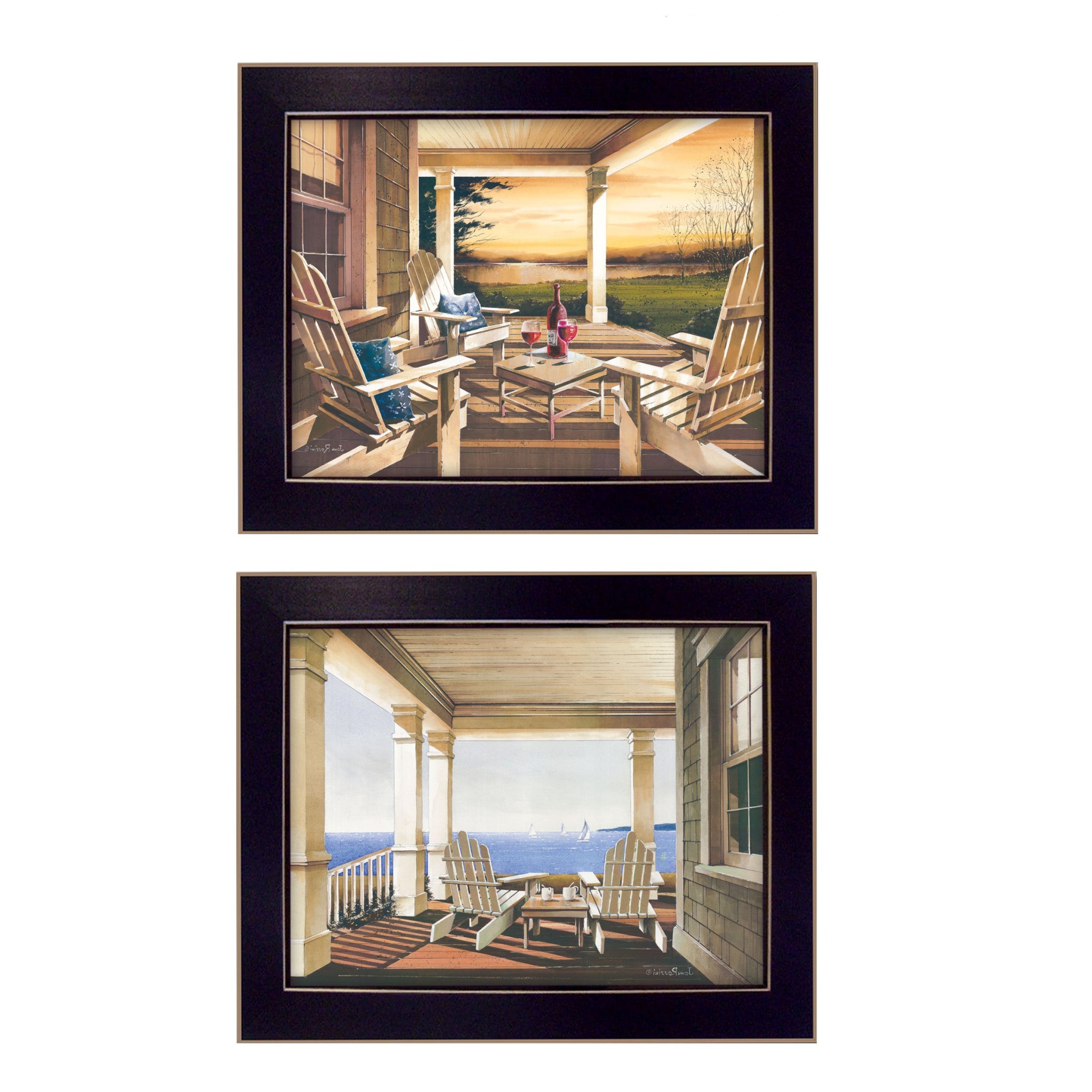 Set Of Two Veranda Views Black Framed Print Wall Art