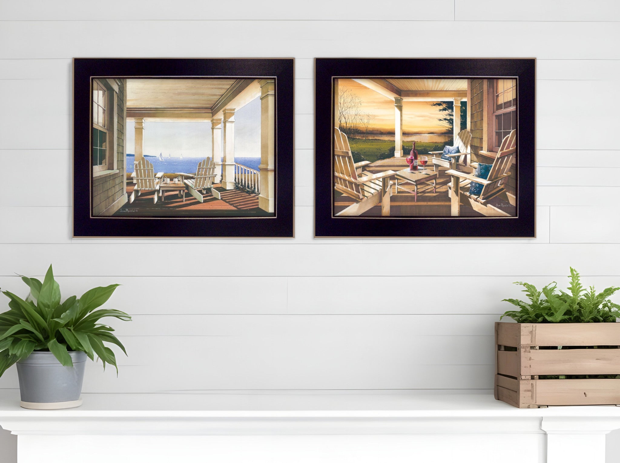 Set Of Two Veranda Views Black Framed Print Wall Art