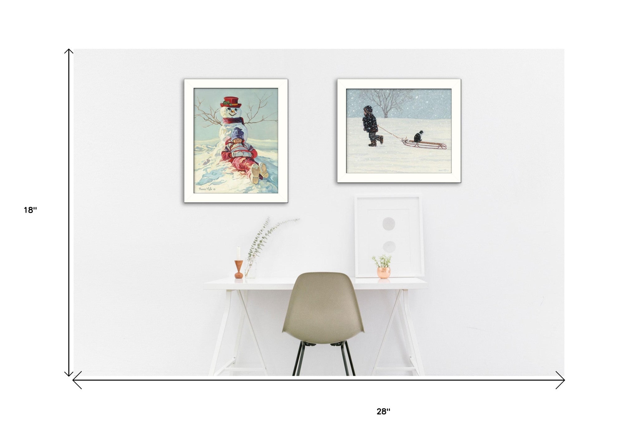 Set Of Two Snow Memories White Framed Print Wall Art