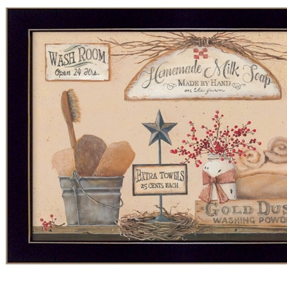 Set Of Two Wash Room Black Framed Print Bathroom Wall Art