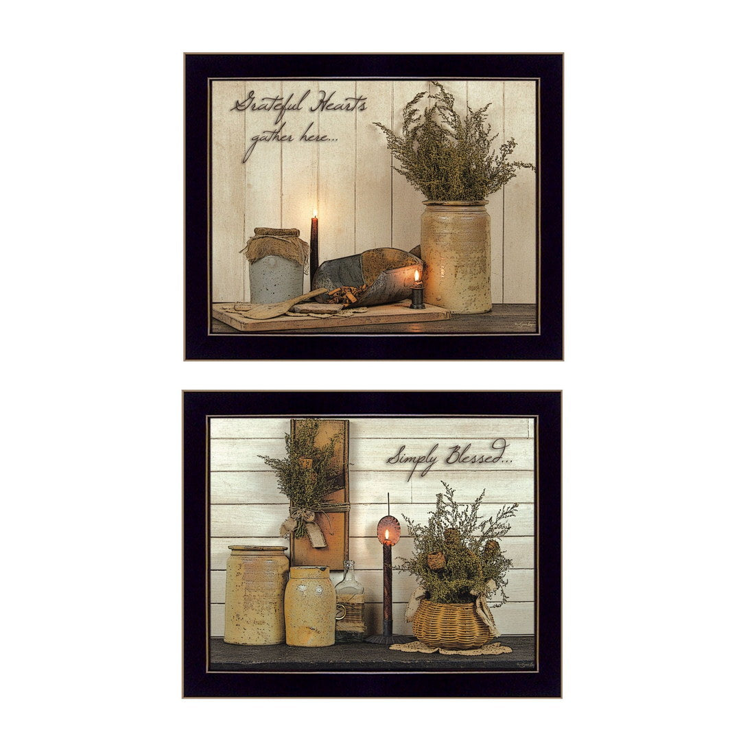 Set Of Two Blessed Gathering Black Framed Print Wall Art