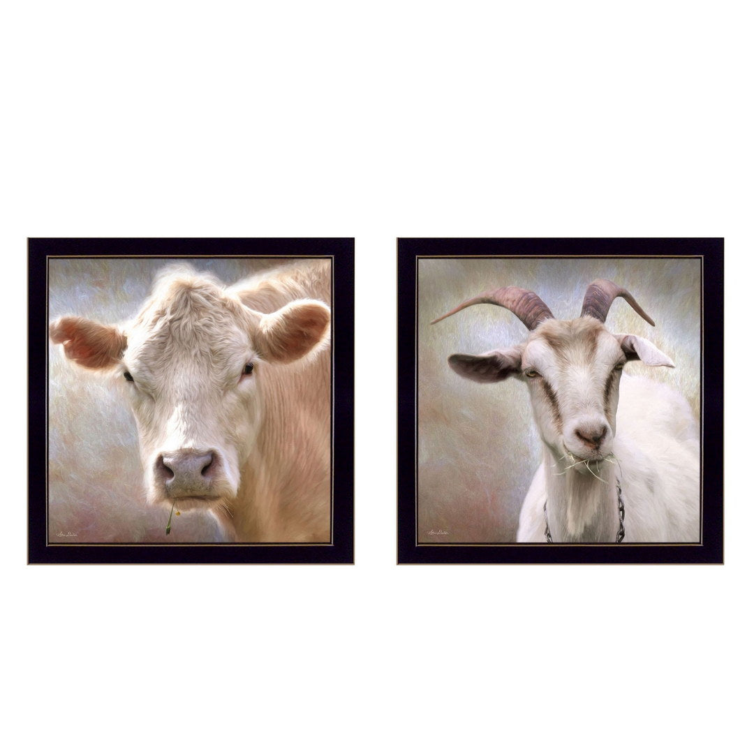 Set Of Two Up Close on the Farm Black Framed Print Wall Art