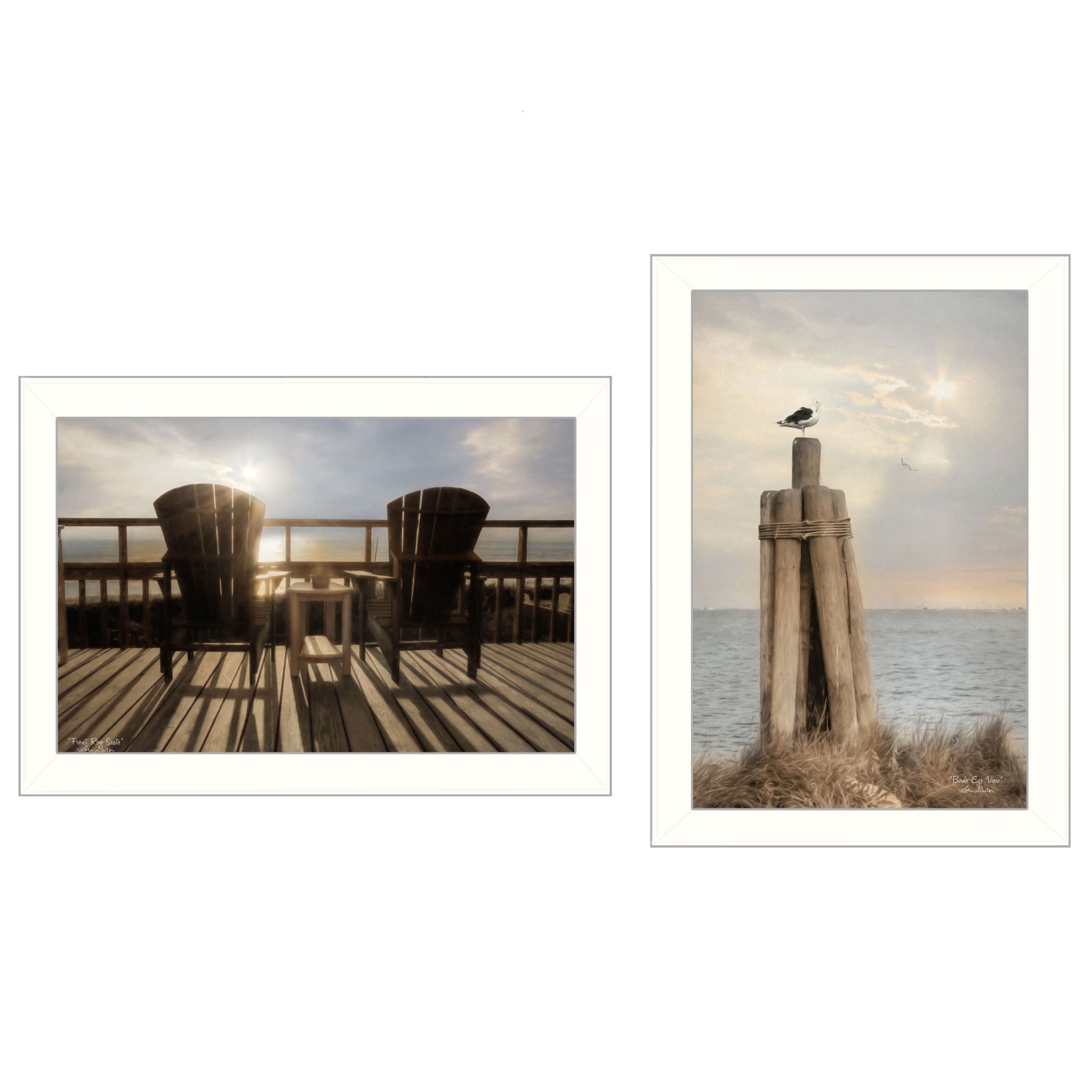 Set Of Two By The Sea 2 White Framed Print Wall Art