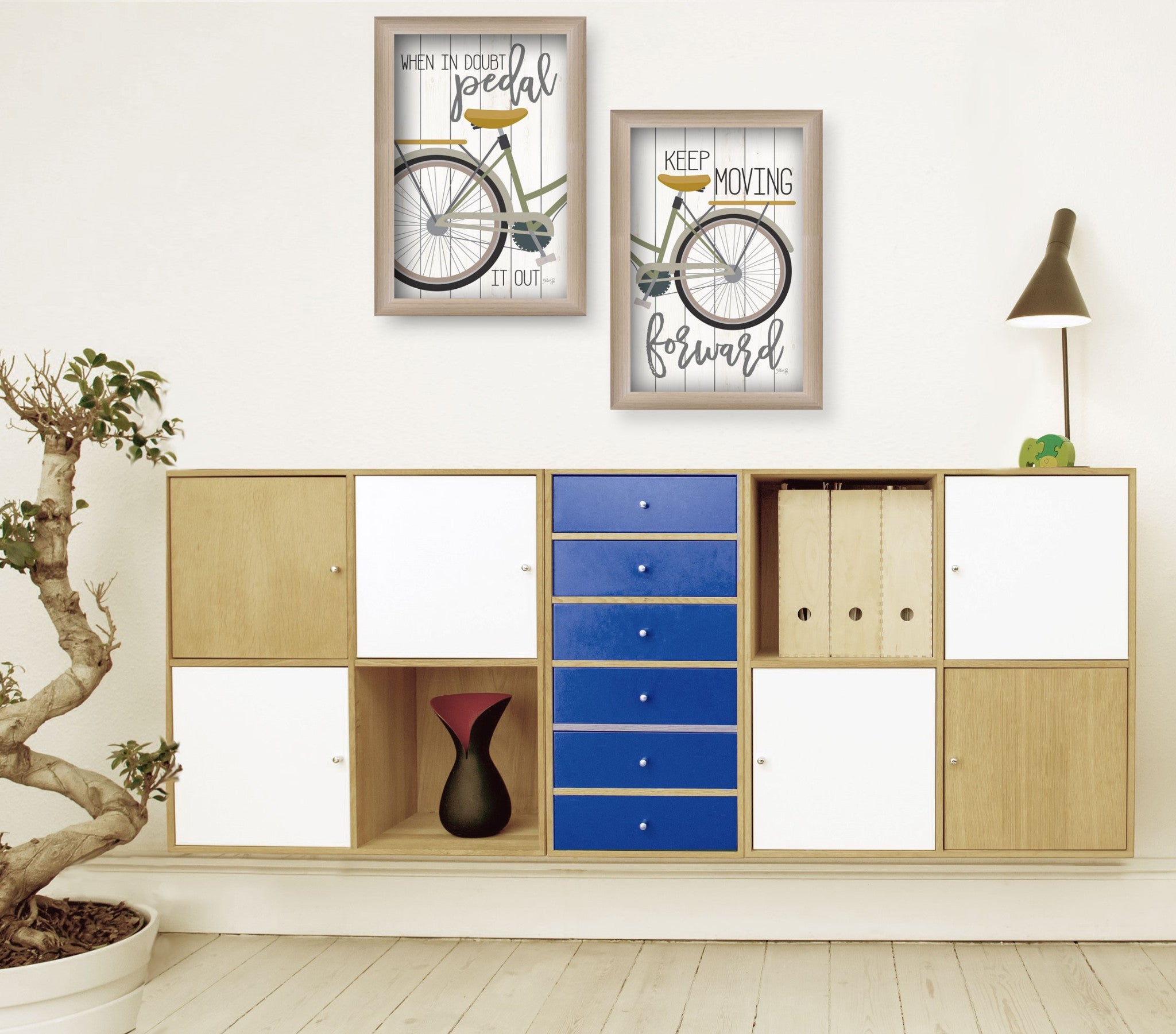 Set Of Two Pedal it Out 1 Brown Framed Print Wall Art