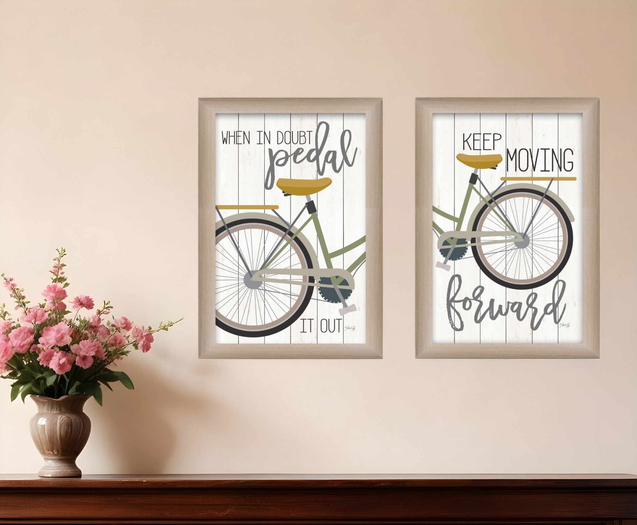 Set Of Two Pedal it Out 1 Brown Framed Print Wall Art