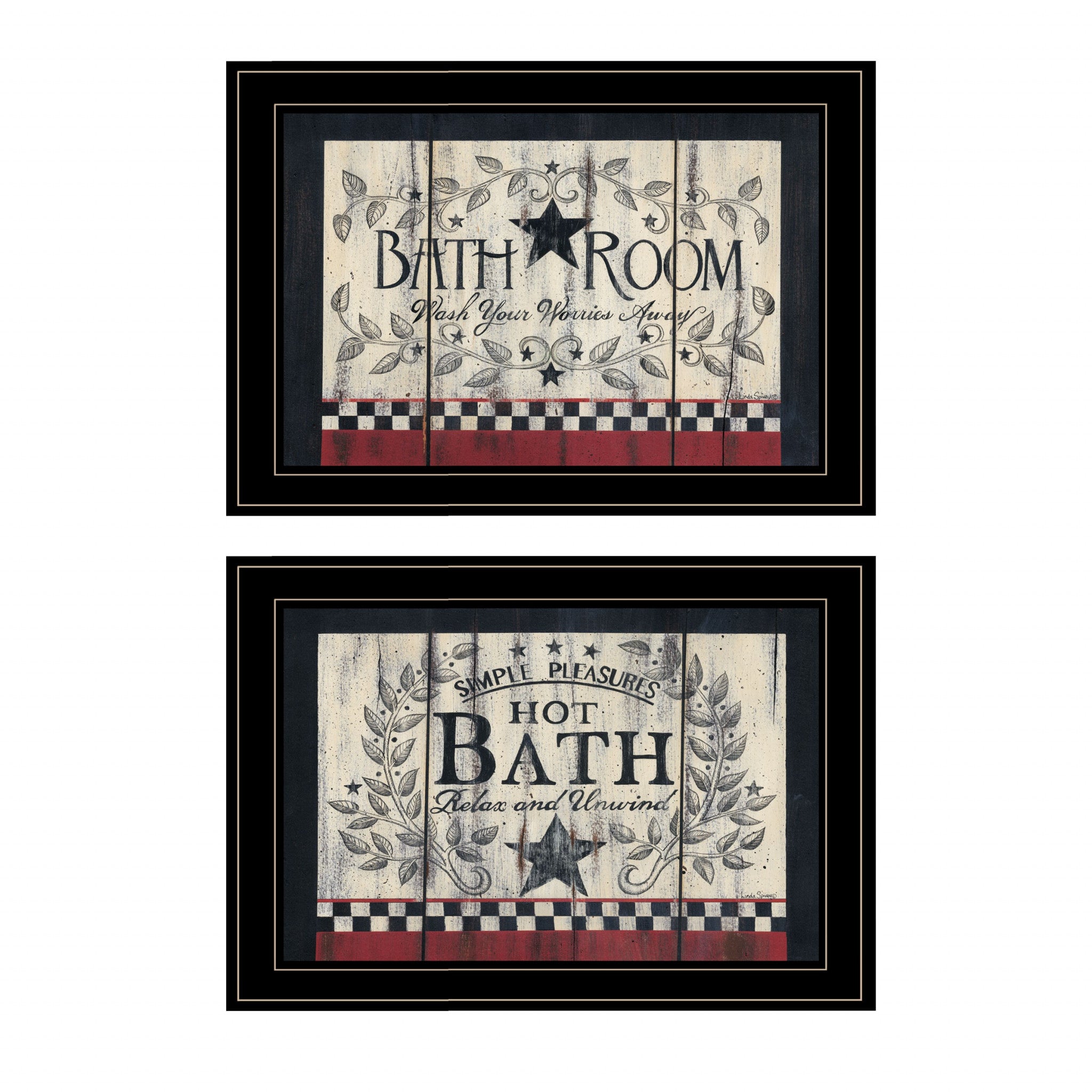 Set Of Two Hot Bath 8 Black Framed Print Bathroom Wall Art