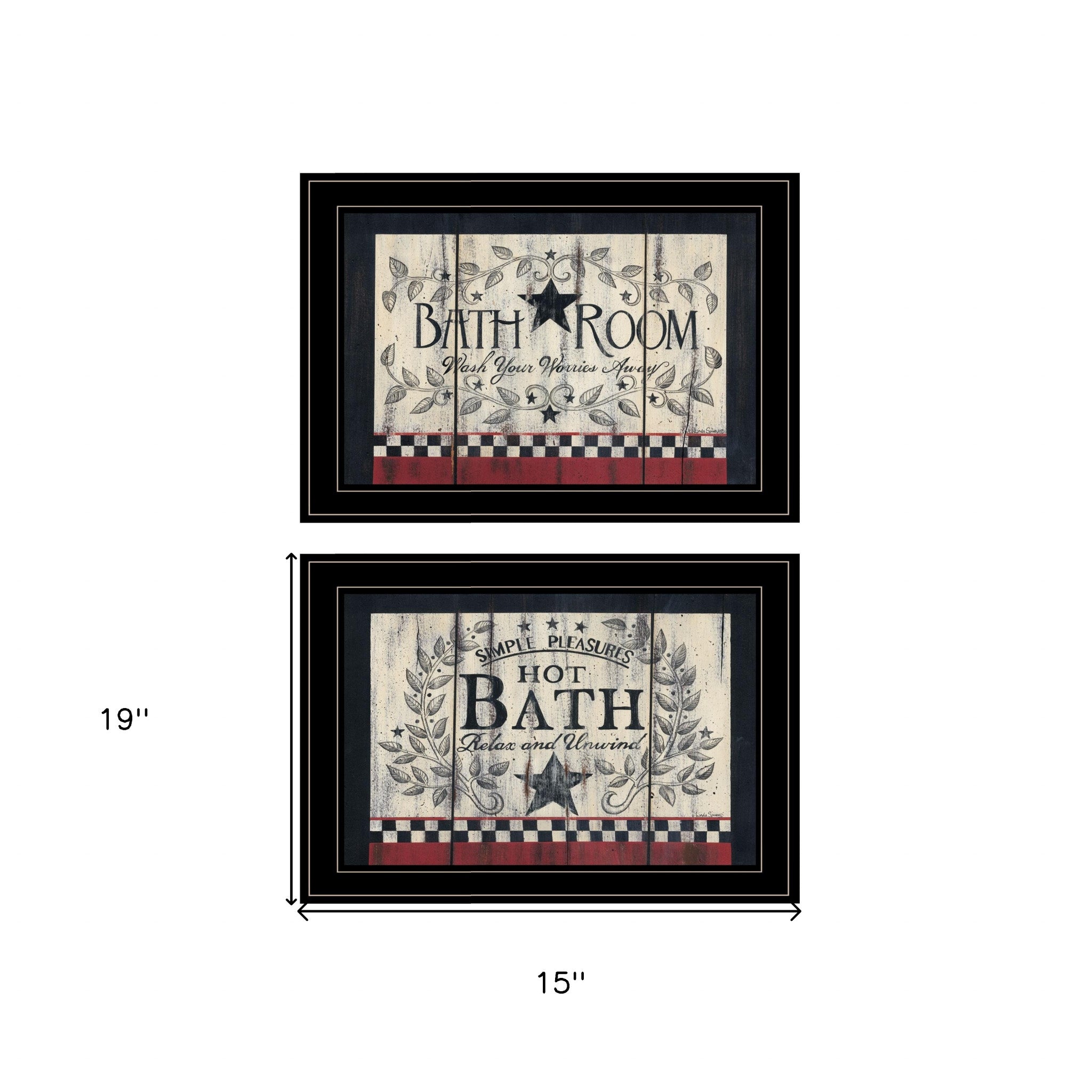 Set Of Two Hot Bath 8 Black Framed Print Bathroom Wall Art