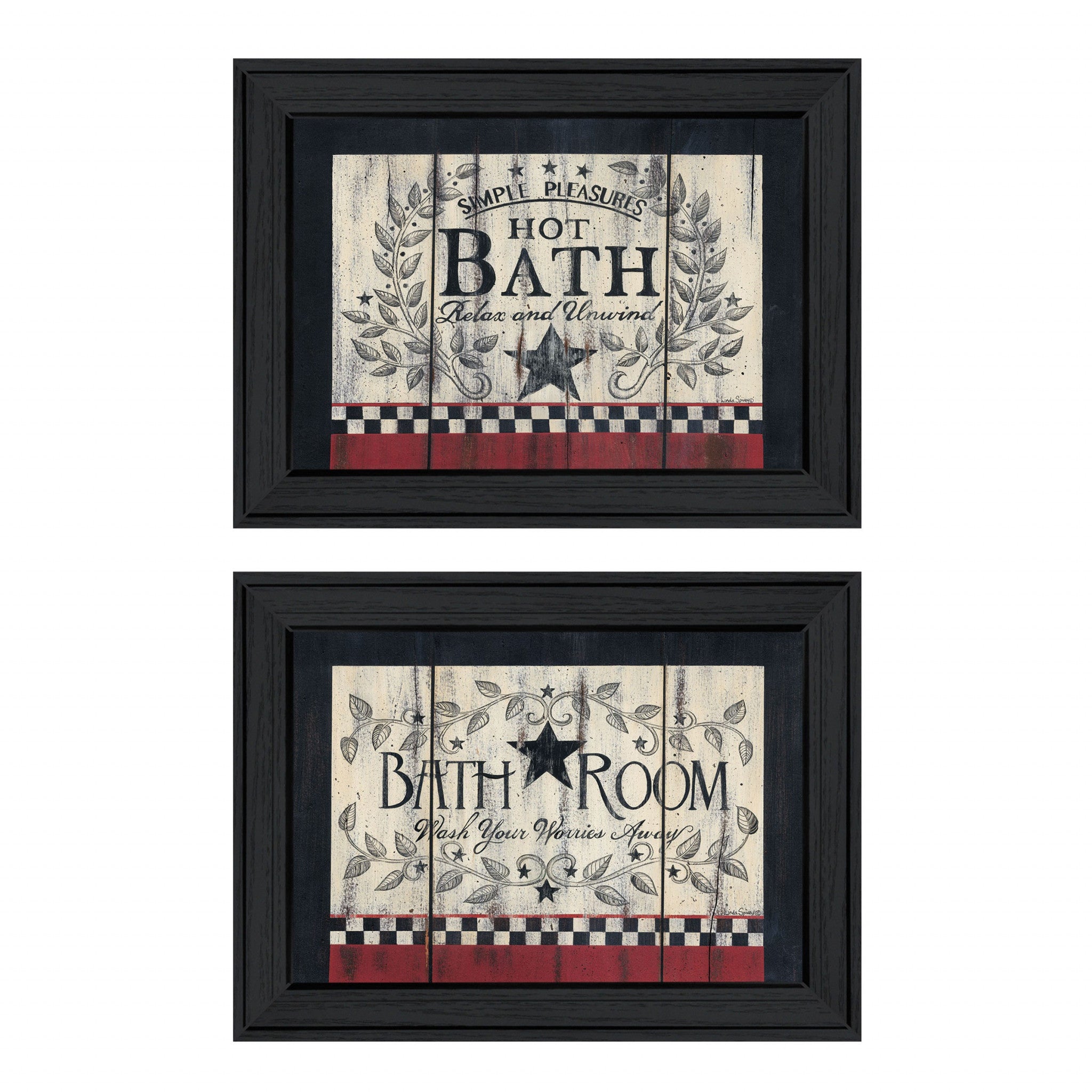 Set Of Two Hot Bath 1 Black Framed Print Bathroom Wall Art