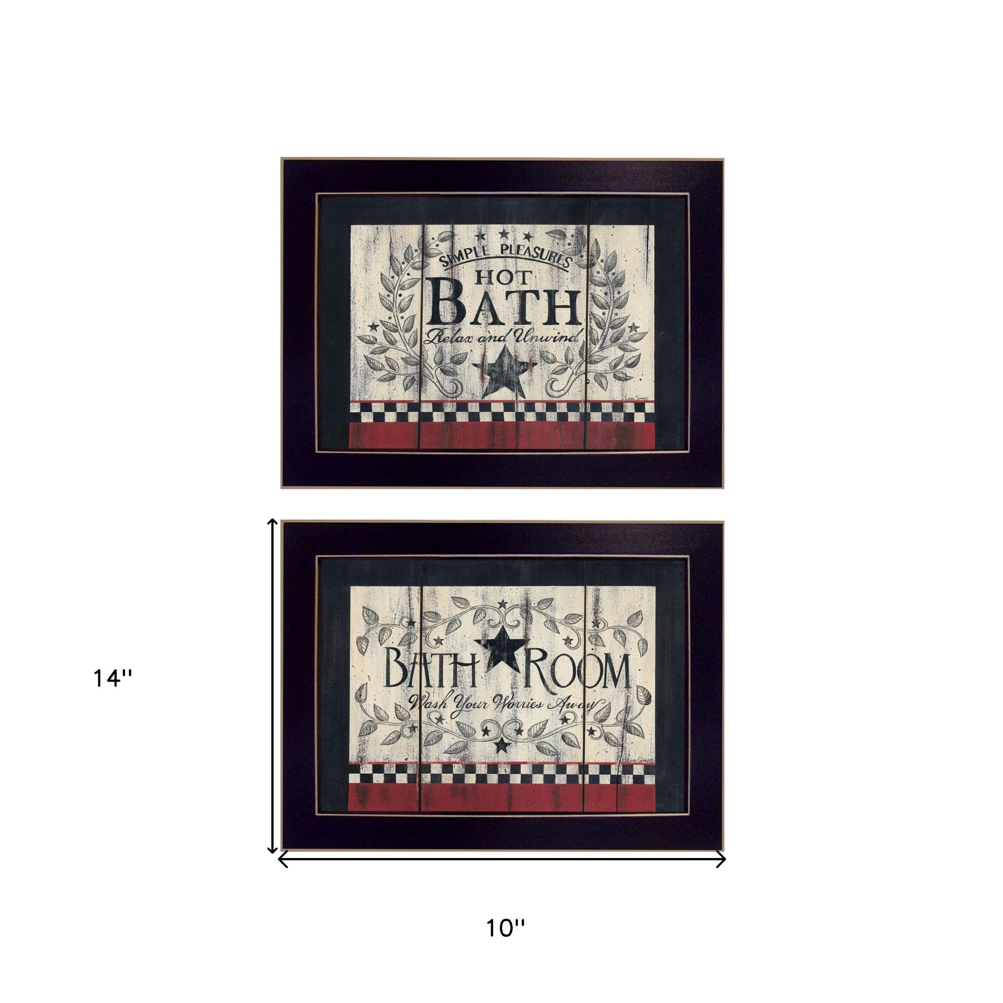 Set Of Two Hot Bath 2 Black Framed Print Bathroom Wall Art