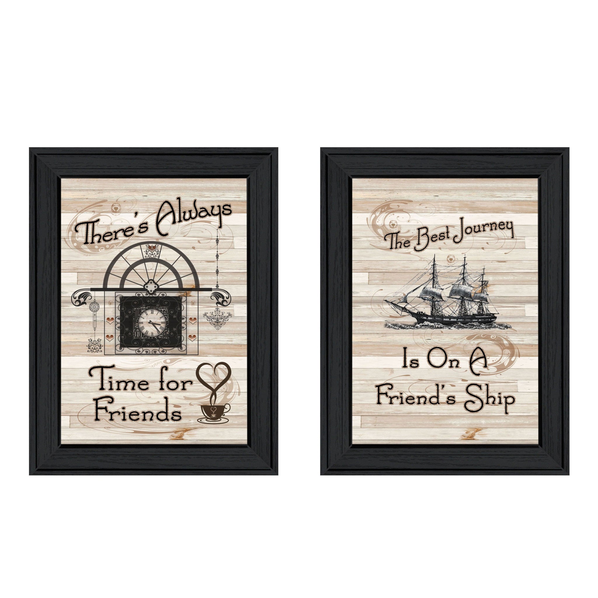 Set Of Two Friendship Journey 1 Black Framed Print Kitchen Wall Art