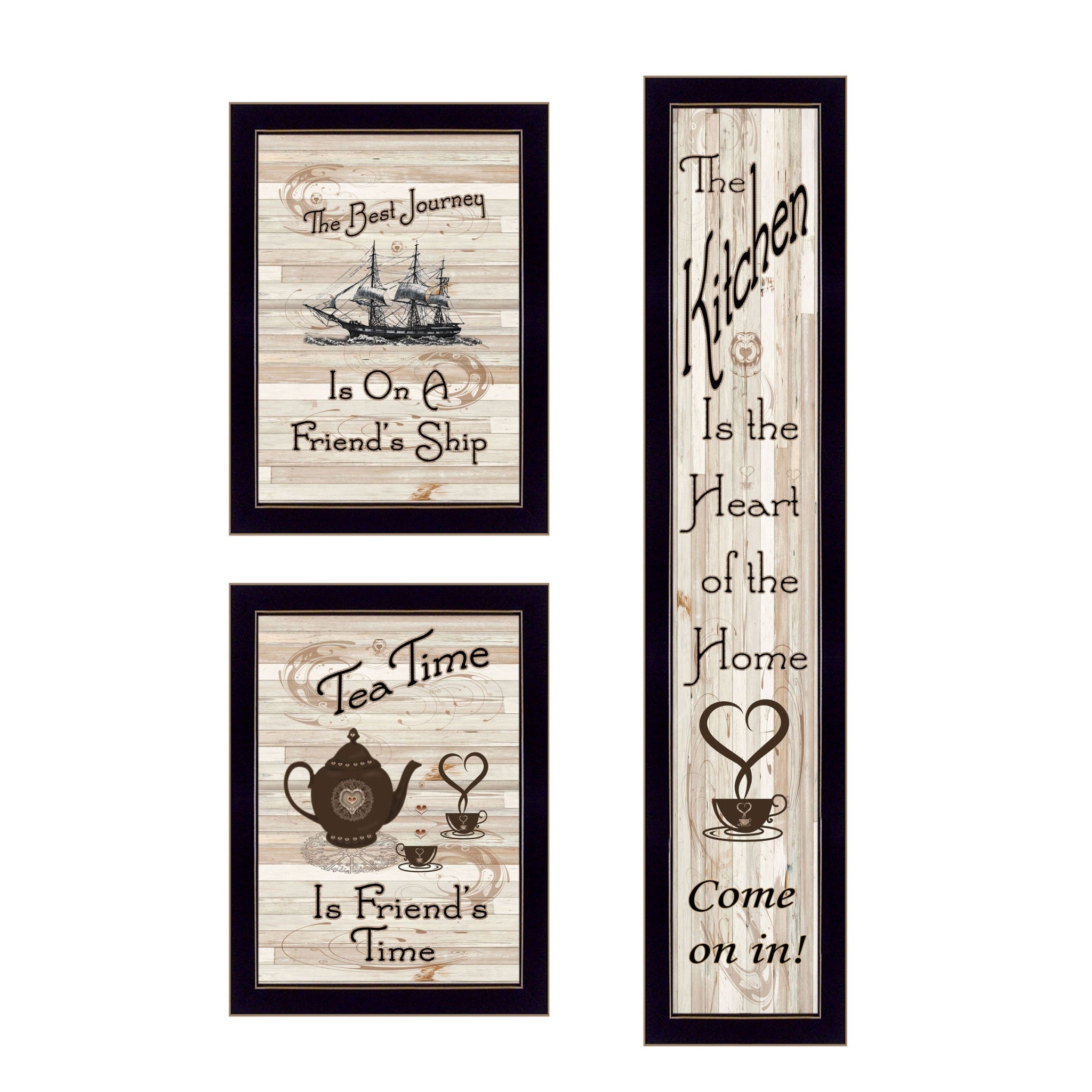 Set Of Three The Kitchen Collection II 3 Black Framed Print Kitchen Wall Art