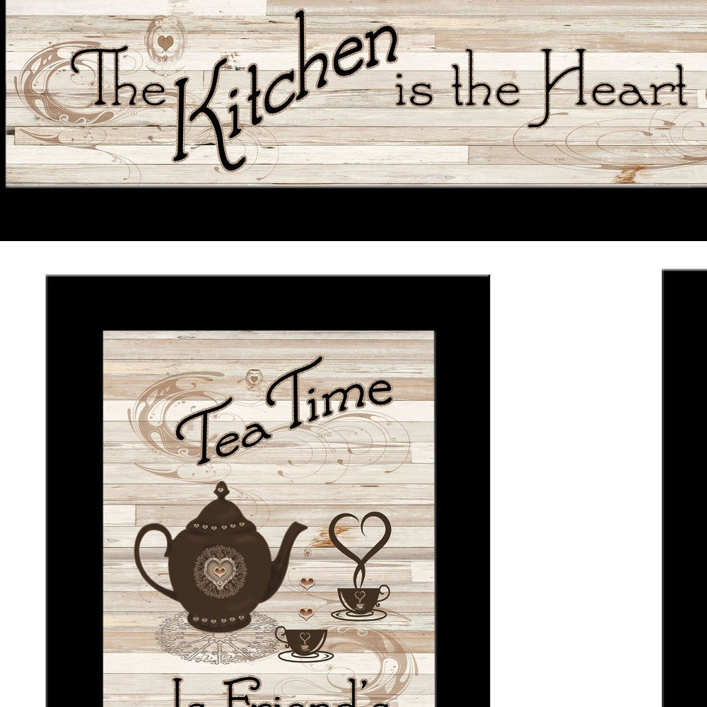 Set Of Three Kitchen Friendship Collection III 3 Black Framed Print Kitchen Wall Art