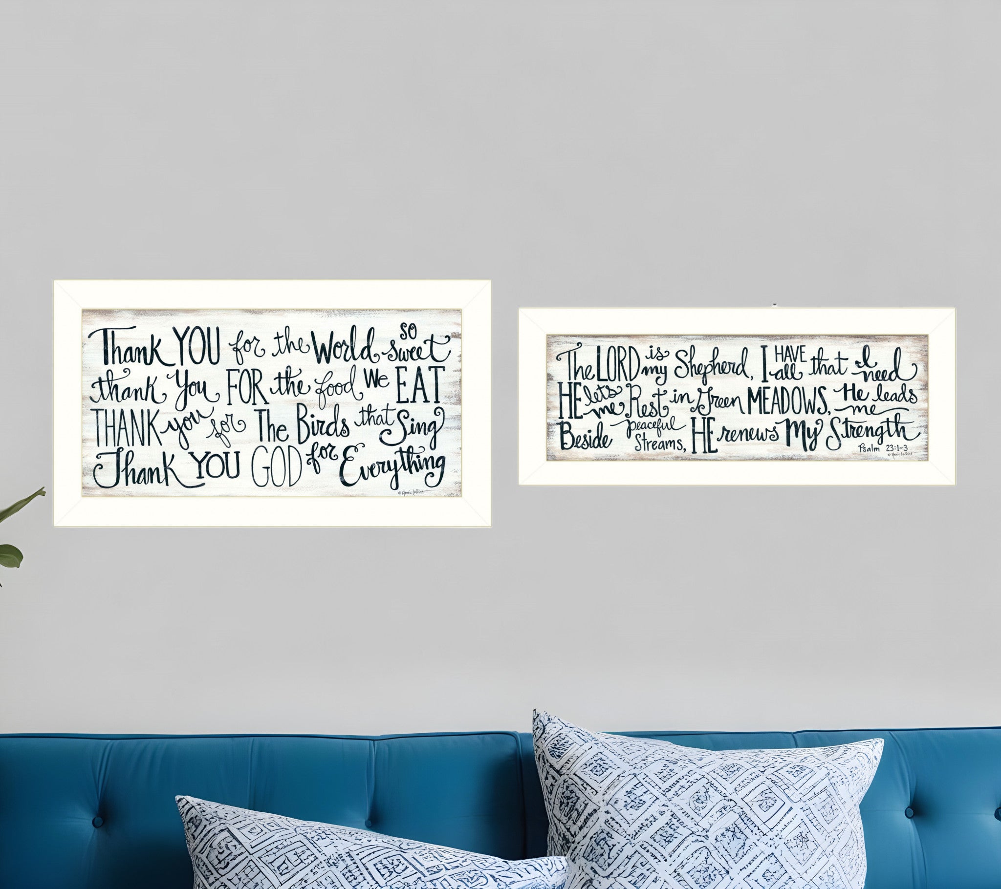 Set Of Two Thank You Lord 1 White Framed Print Wall Art