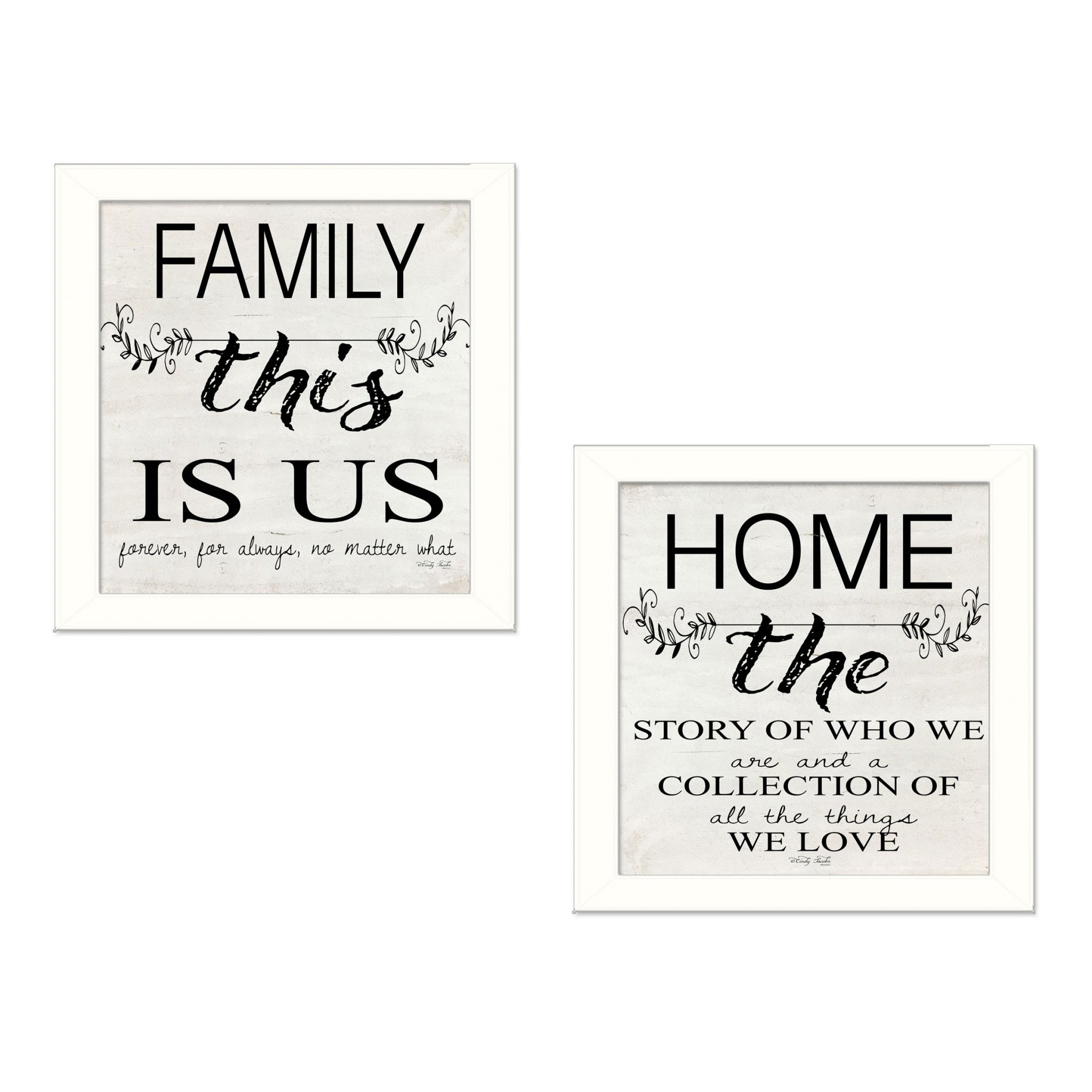 Set Of Two Family 2 White Framed Print Wall Art