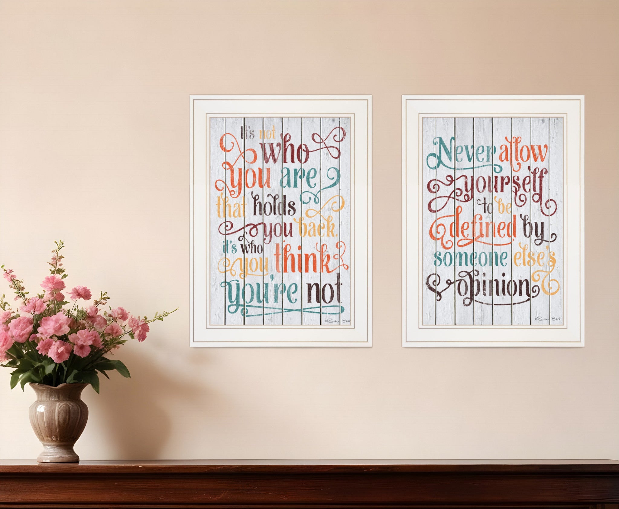 Set Of Two Who You Think 1 White Framed Print Wall Art