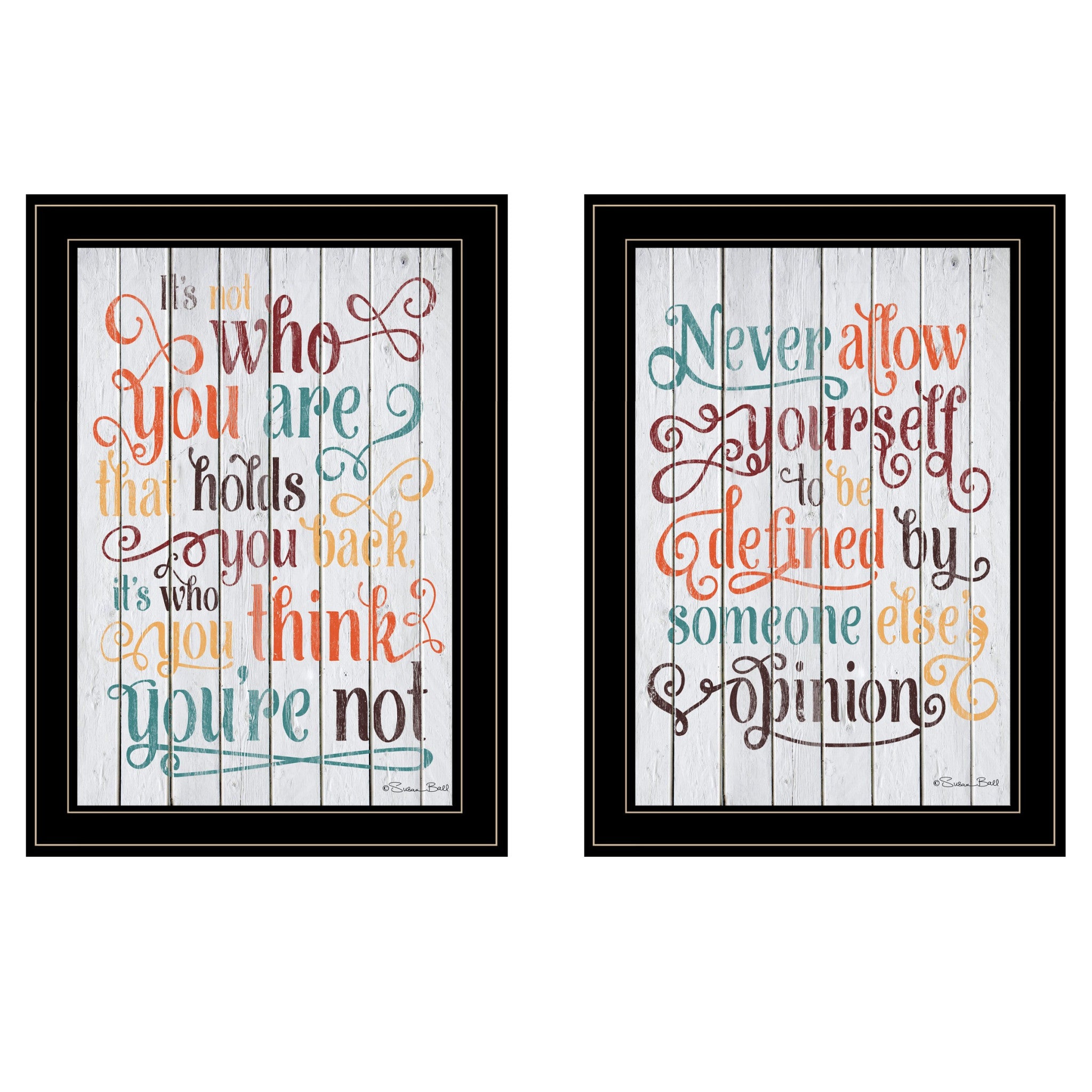 Set Of Two Who You Think 2 Black Framed Print Wall Art