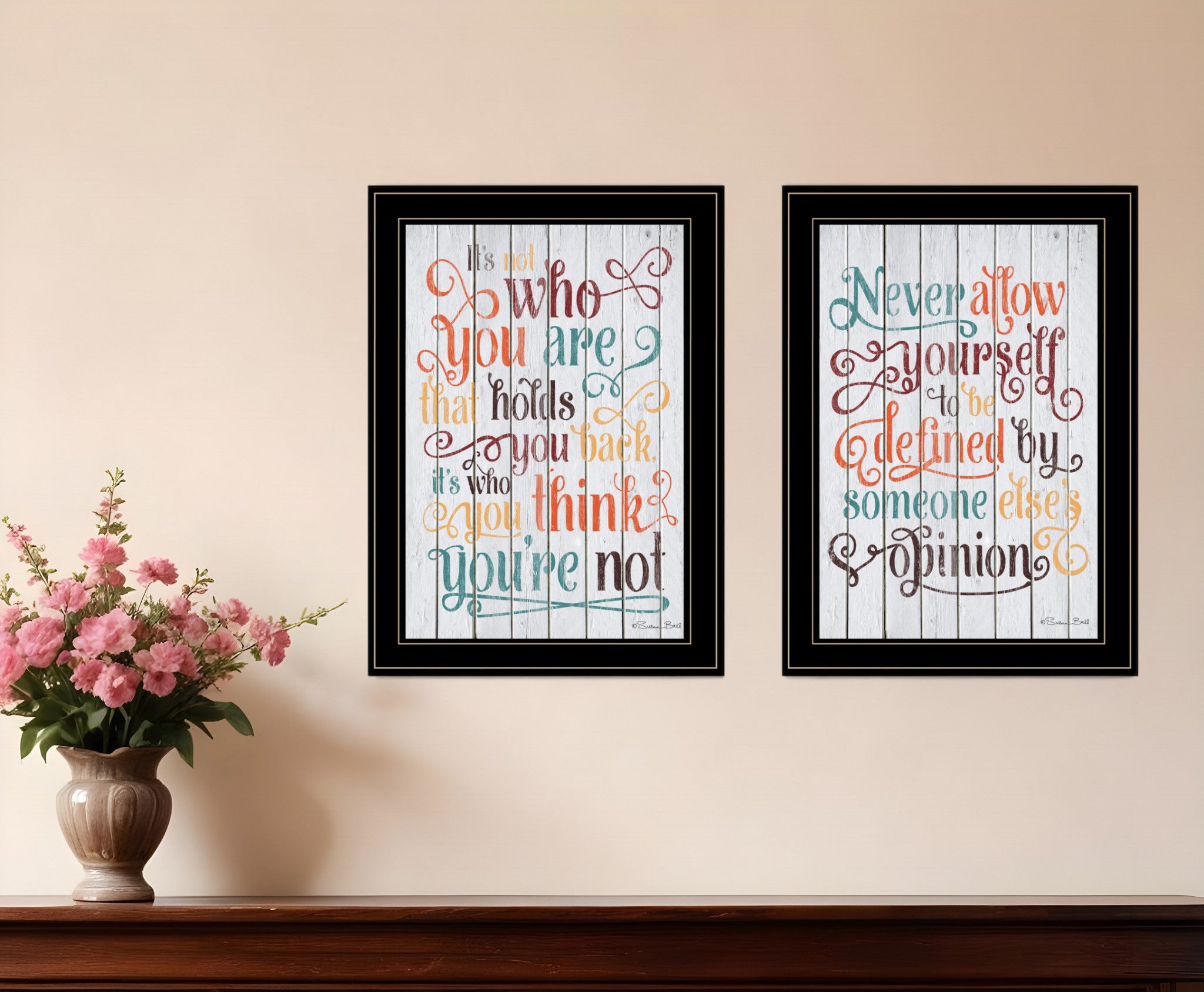 Set Of Two Who You Think 2 Black Framed Print Wall Art